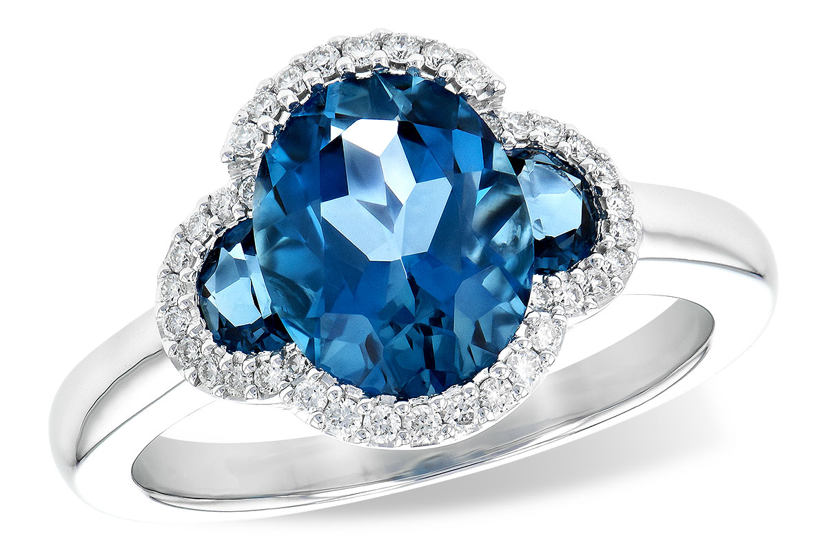 14K White Gold London Blue Topaz/Diamond Ring 001-200-00981