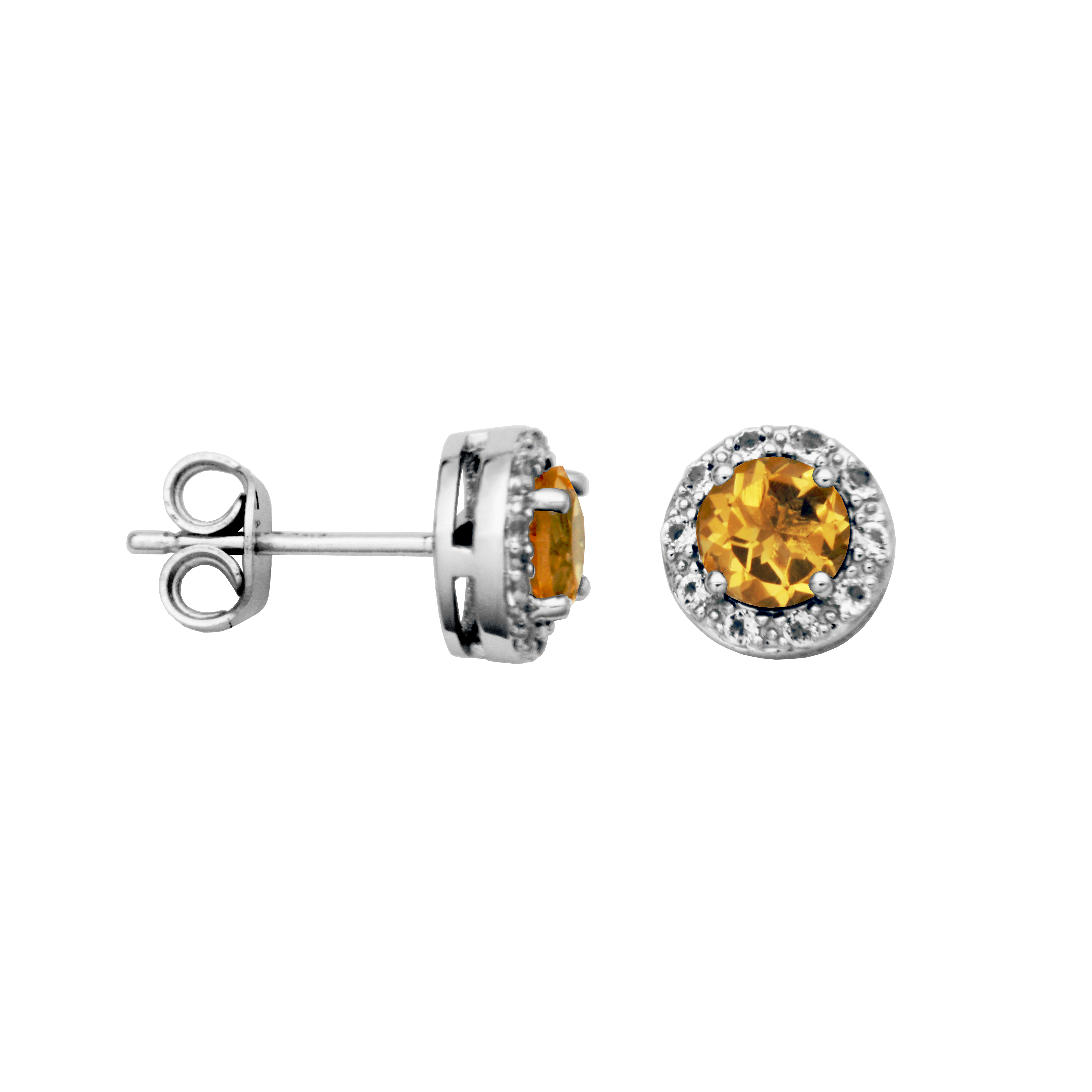Samuel Sterling Silver Citrine Gemstone Fashion Earrings