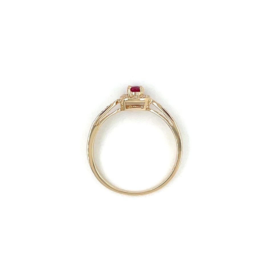 14KY Gold Oval Ruby Ring with Diamonds 001-200-00742 Austin