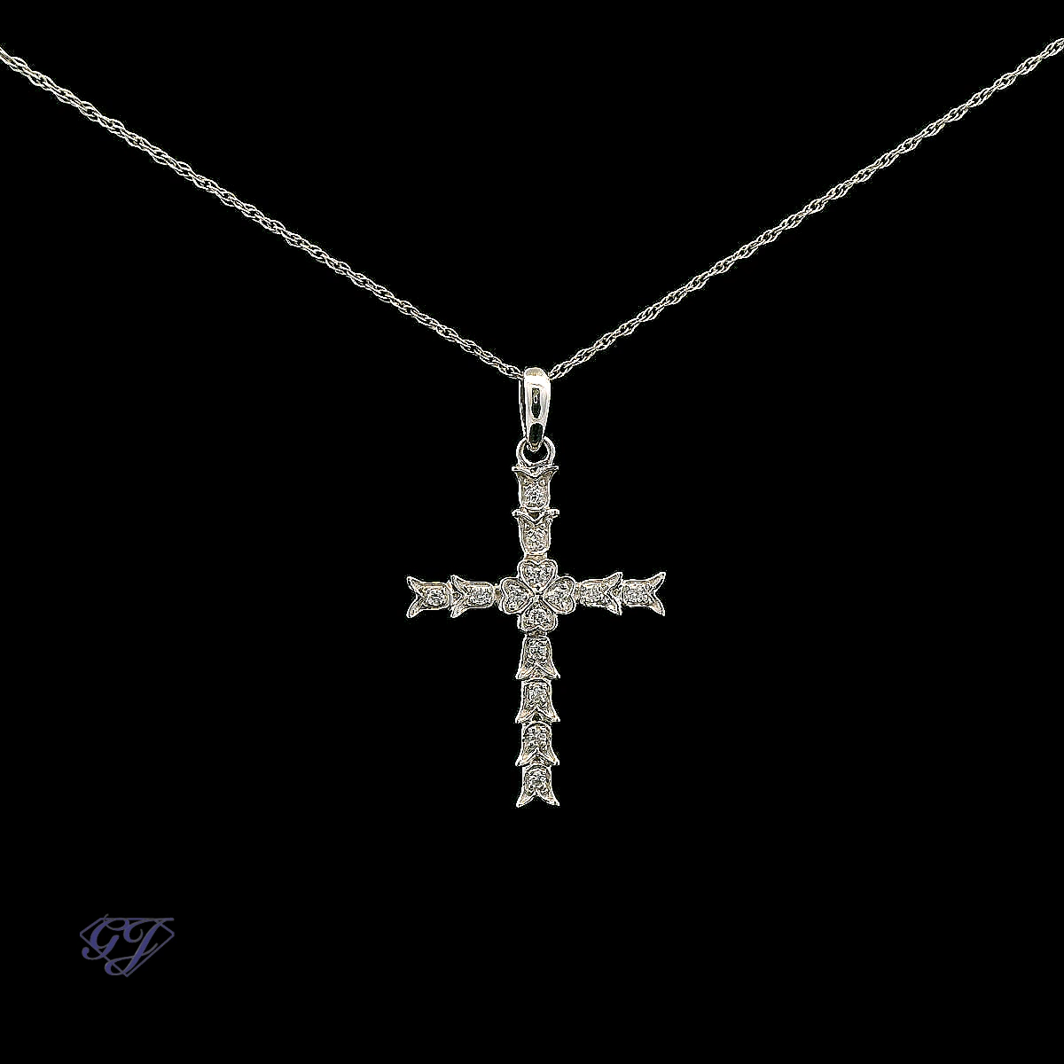 18K White Gold 0.10ct Dimaond Cross Pendant 001-160-00016 | Geneva 