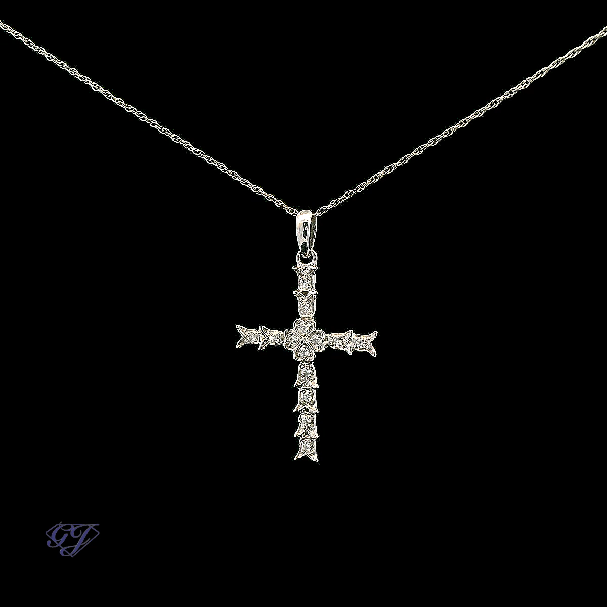 18K White Gold 0.10ct Dimaond Cross Pendant 001-160-00016 | Geneva 