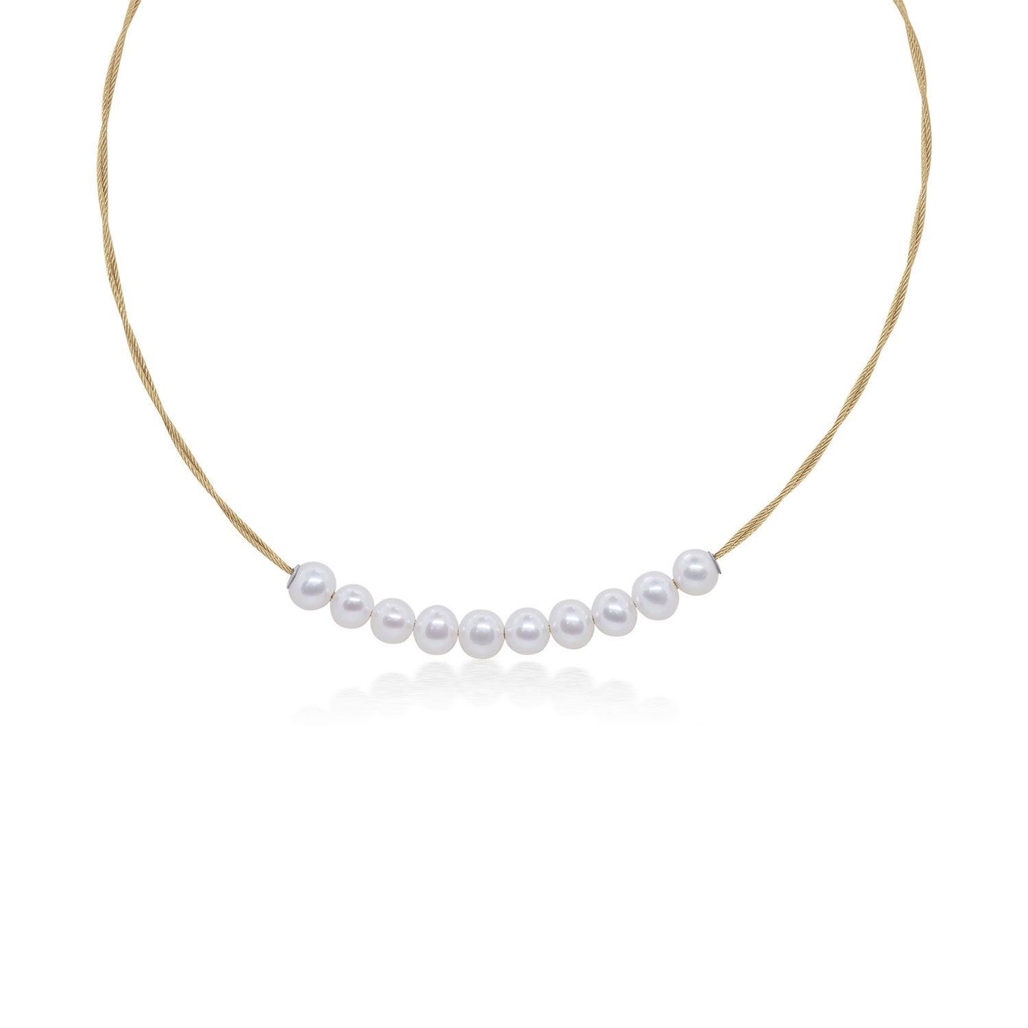 Alor Yellow Stainless Steel FW Pearls Choker Length Strand L