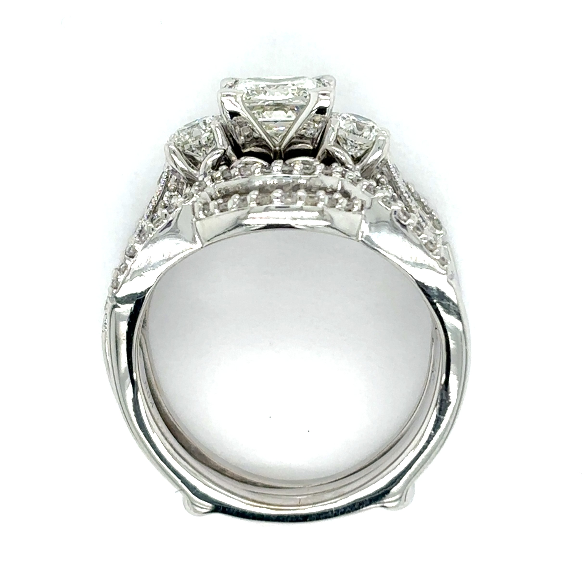 Estate 14K White Gold 2.49 CTW Princess Cut DIAMOND Engagement Ring and Wedding Band Set