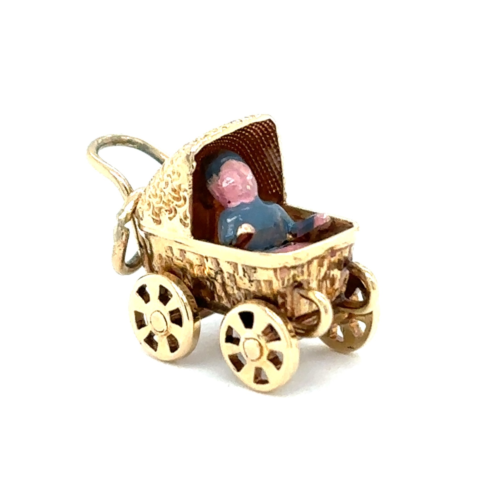 Estate 14K Yellow Gold Baby in Carriage Charm 001-435-04594