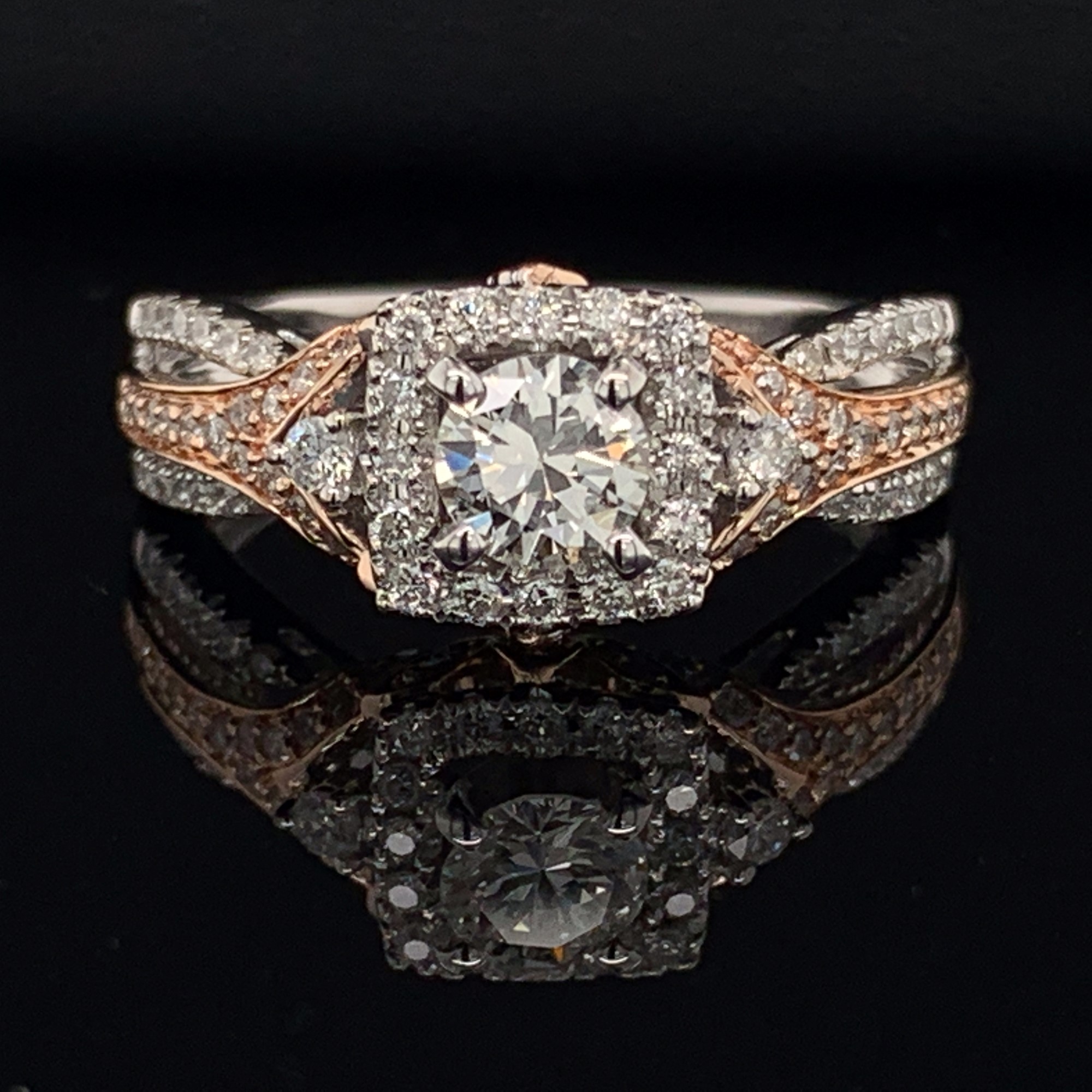 14K White And Rose Gold Ladies Diamond Fashion Ring Gerald's Jewelry