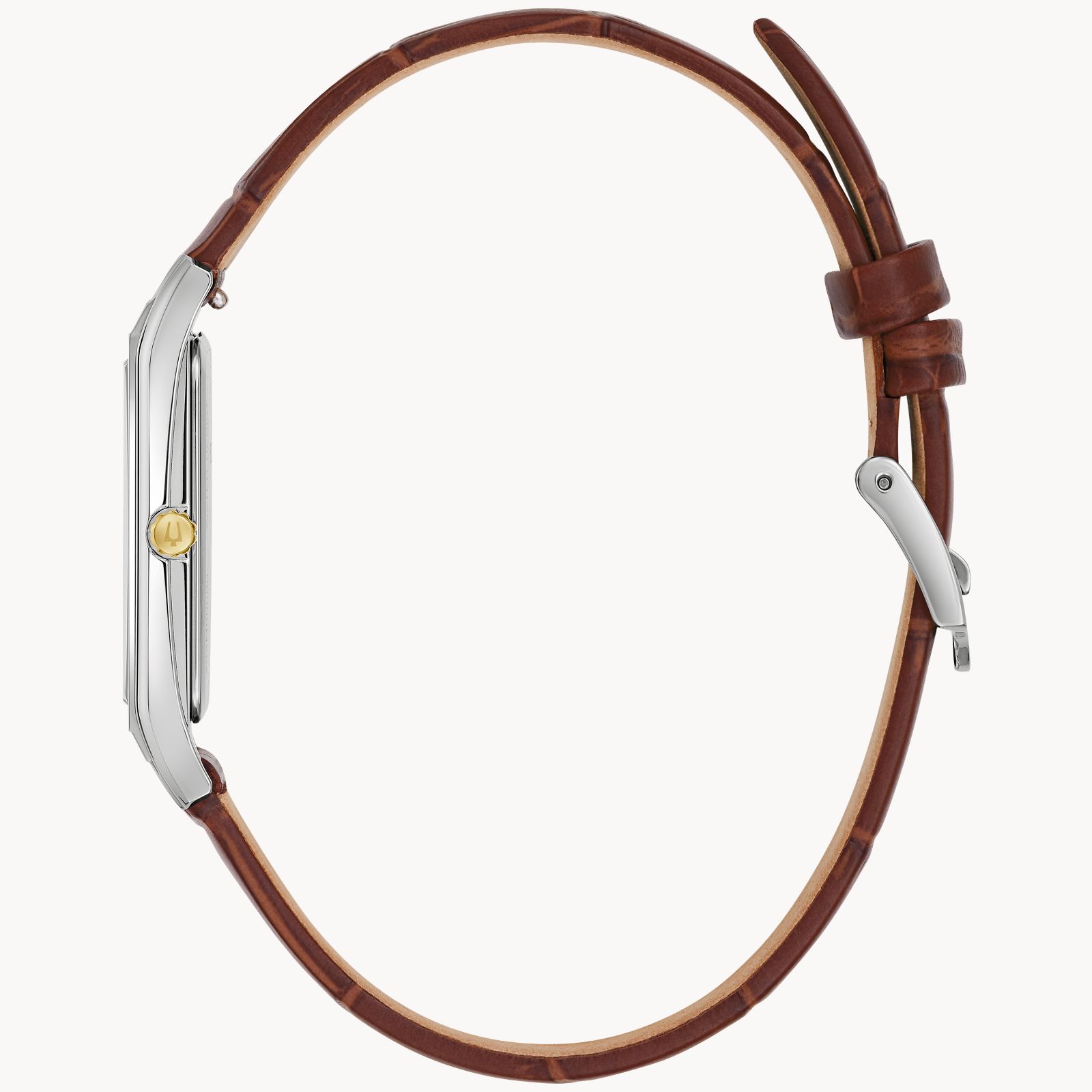 Bulova rectangular silver tone brown leather watch NEW BATTERY Bulova Sutton Quartz Silver Dial Mens Watch 98B430 Bulova main image 3
