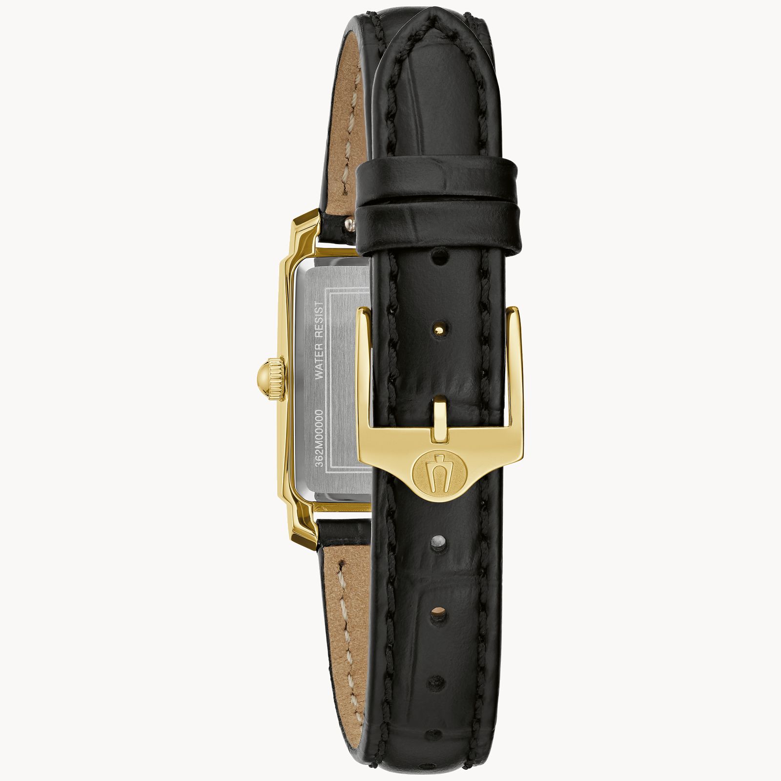 New bulova lady battery leather band w/diamonds Bulova Ladies Sutton Diamond & Pearl, Gold & Black Leather  main image 2