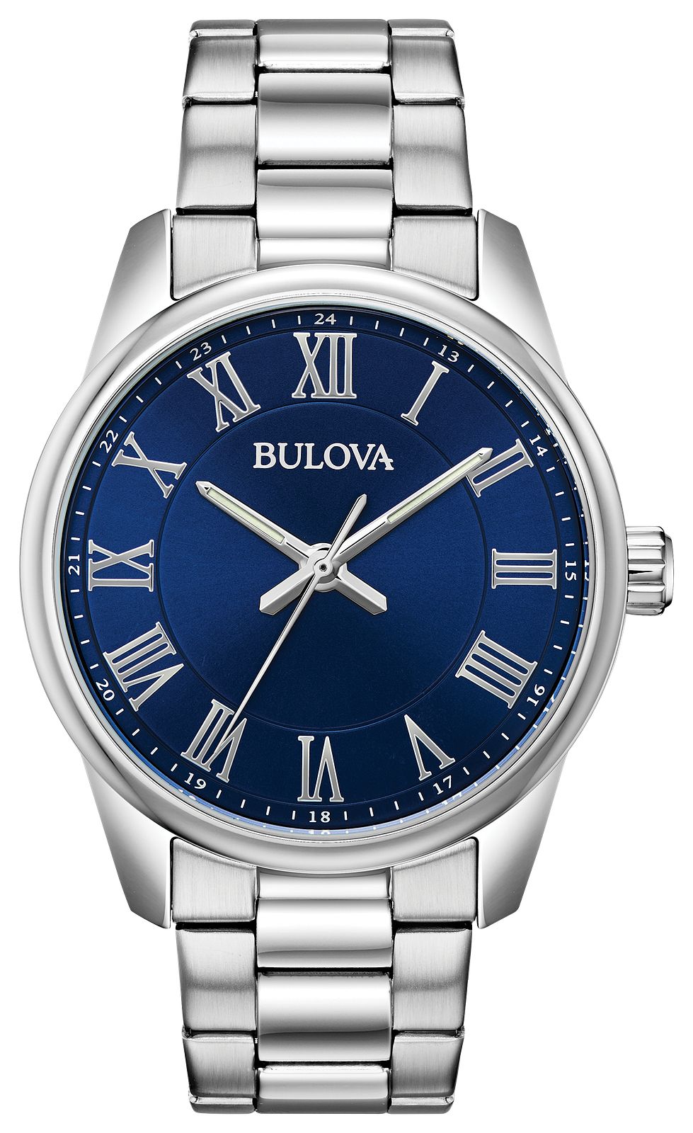 Bulova Men's Classic Silver-Tone and Navy Dial Watch