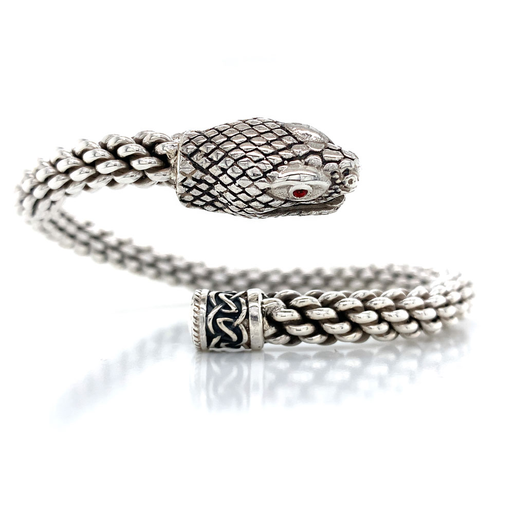 Keith Jack Celtic Silver Serpent Flexible Torc Bangle