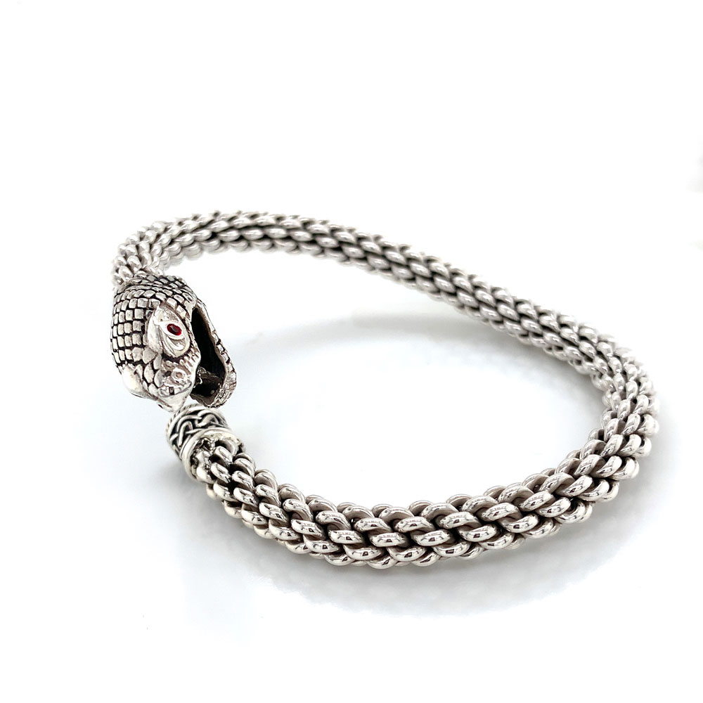 Keith Jack Celtic Silver Serpent Flexible Torc Bangle