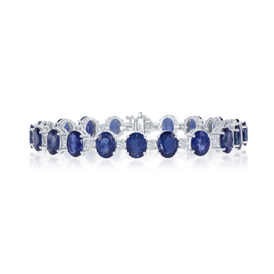 14kw 27.28ctw OV sapp 2.02ctw dia bracelet 7 inch