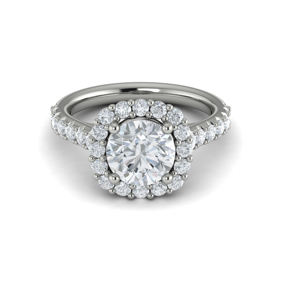 Platinum Diamond Halo Semi Mount Engagement Ring Mounting Gray's