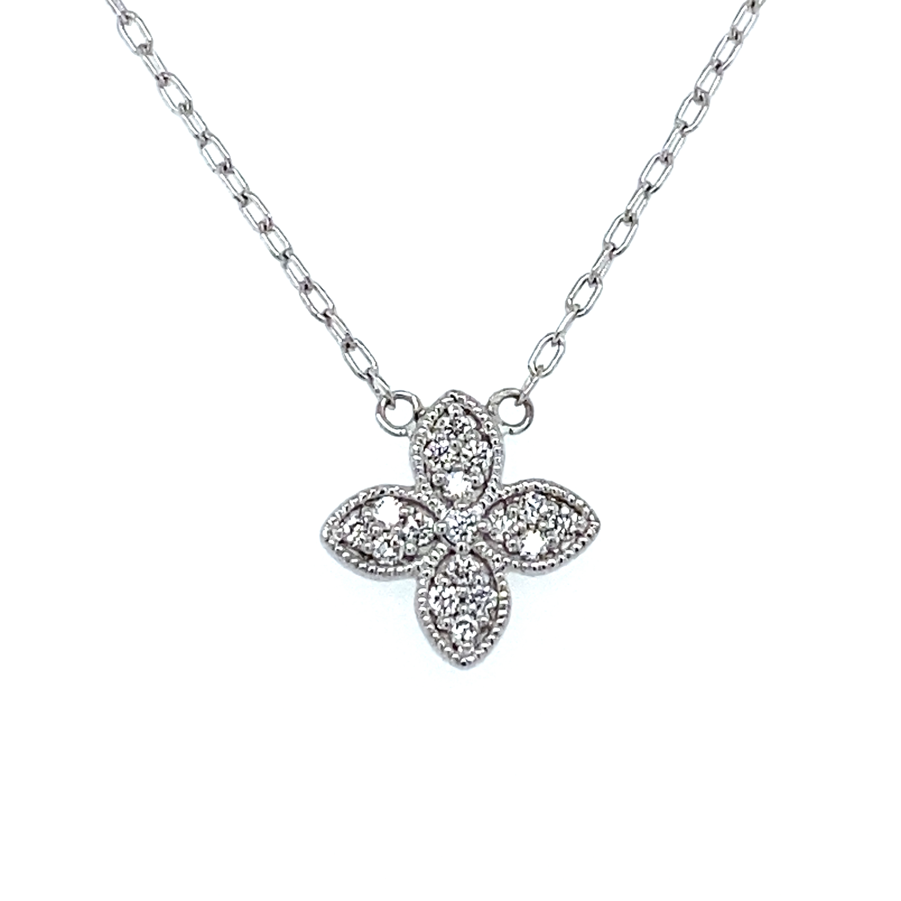 Afarin 18K WHITE GOLD DIAMOND CLOVER NECKLACE 00116500624 Gray's