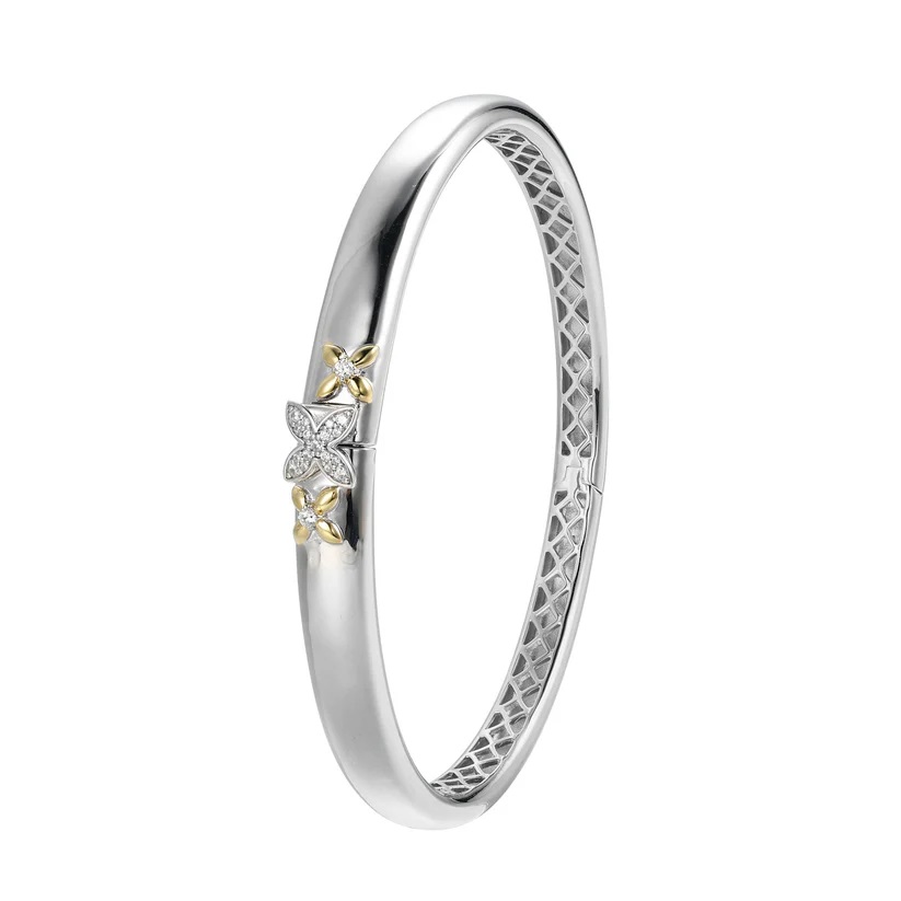 buzz　1225 Sterling Silver Yellow Gold Plated Secret Message Cubic Zirc