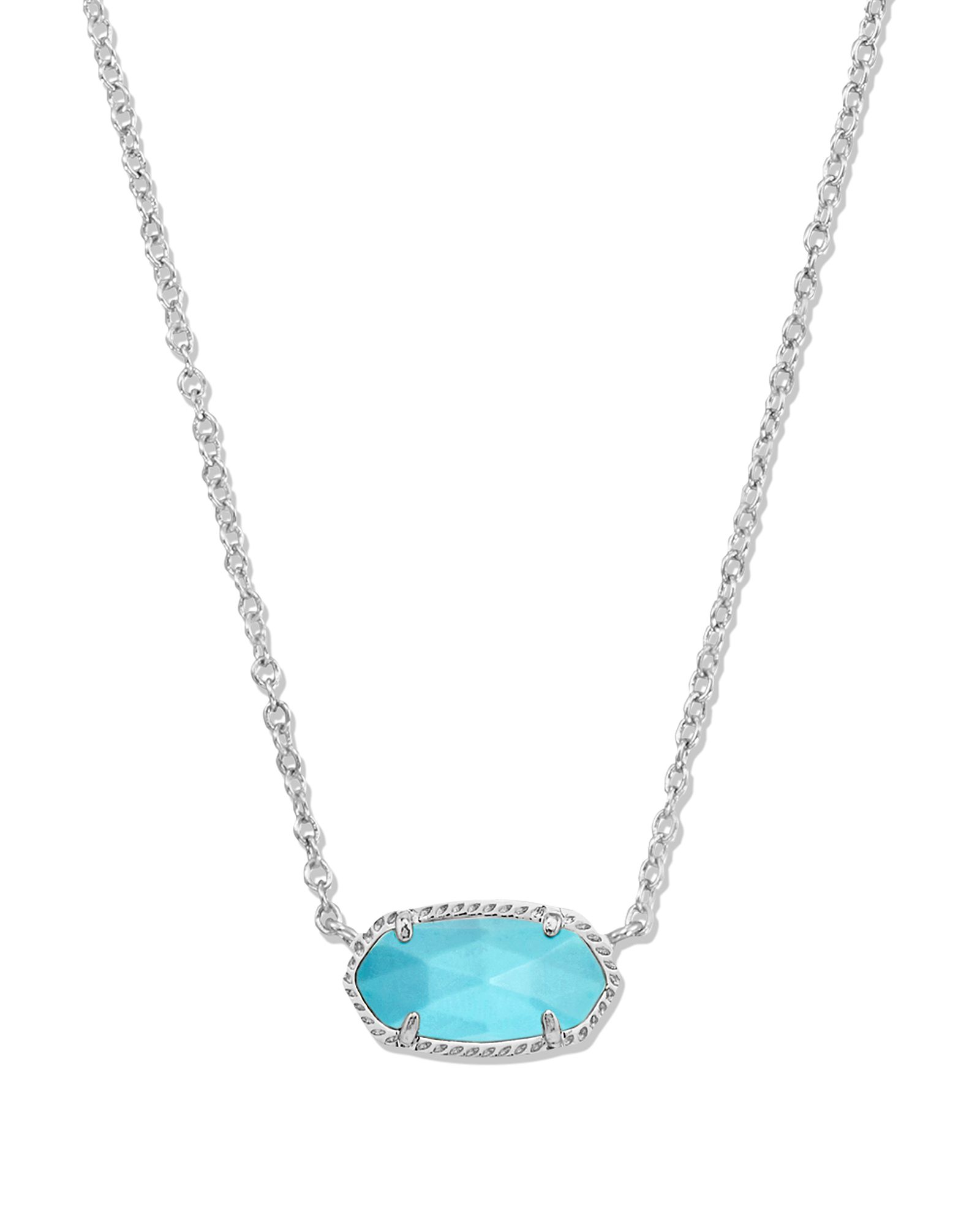 Elisa Short Pendant Necklace Silver Turquoise Magnesite | Gray's