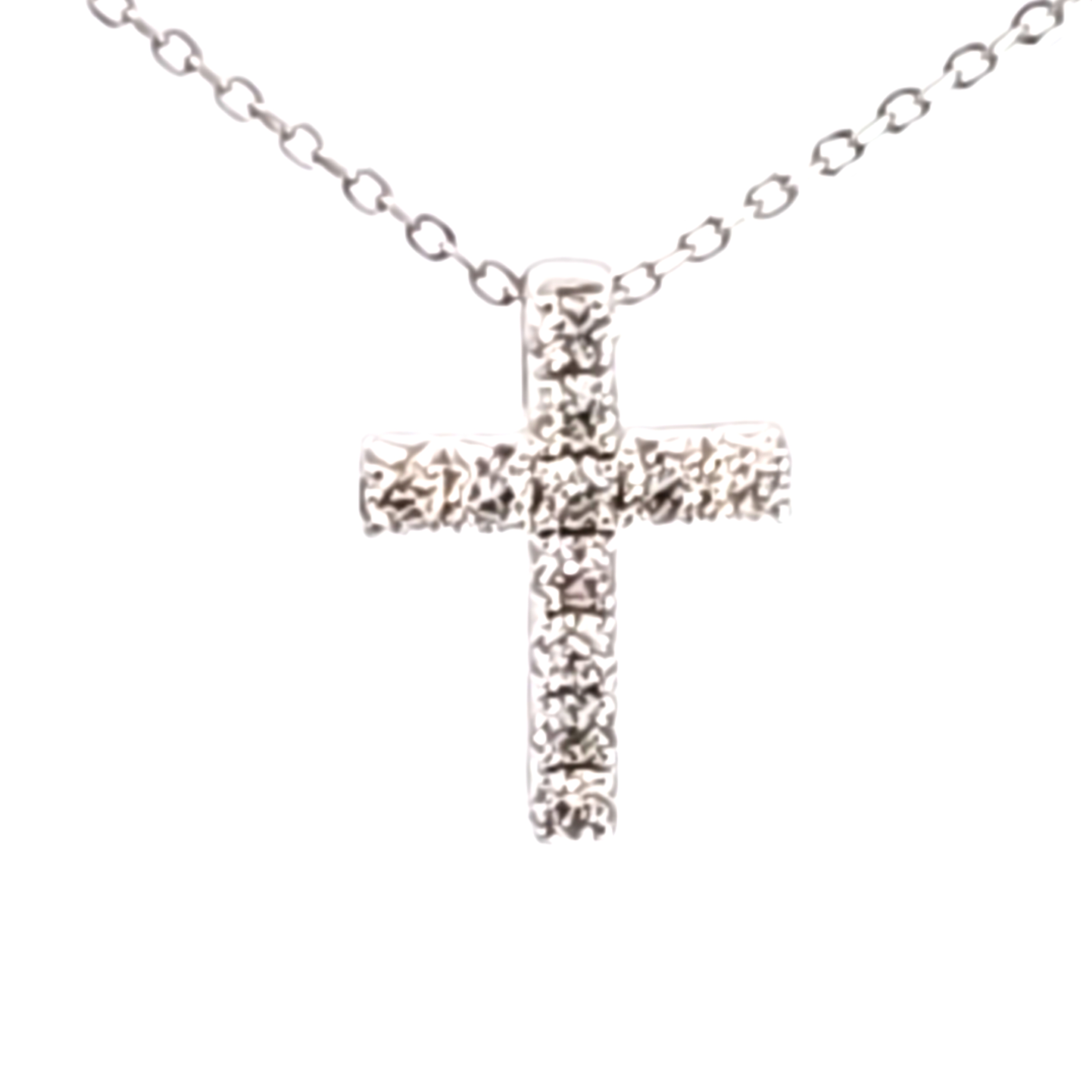 14K White Gold Diamond Cross Pendant 003-160-08617 | Hannoush