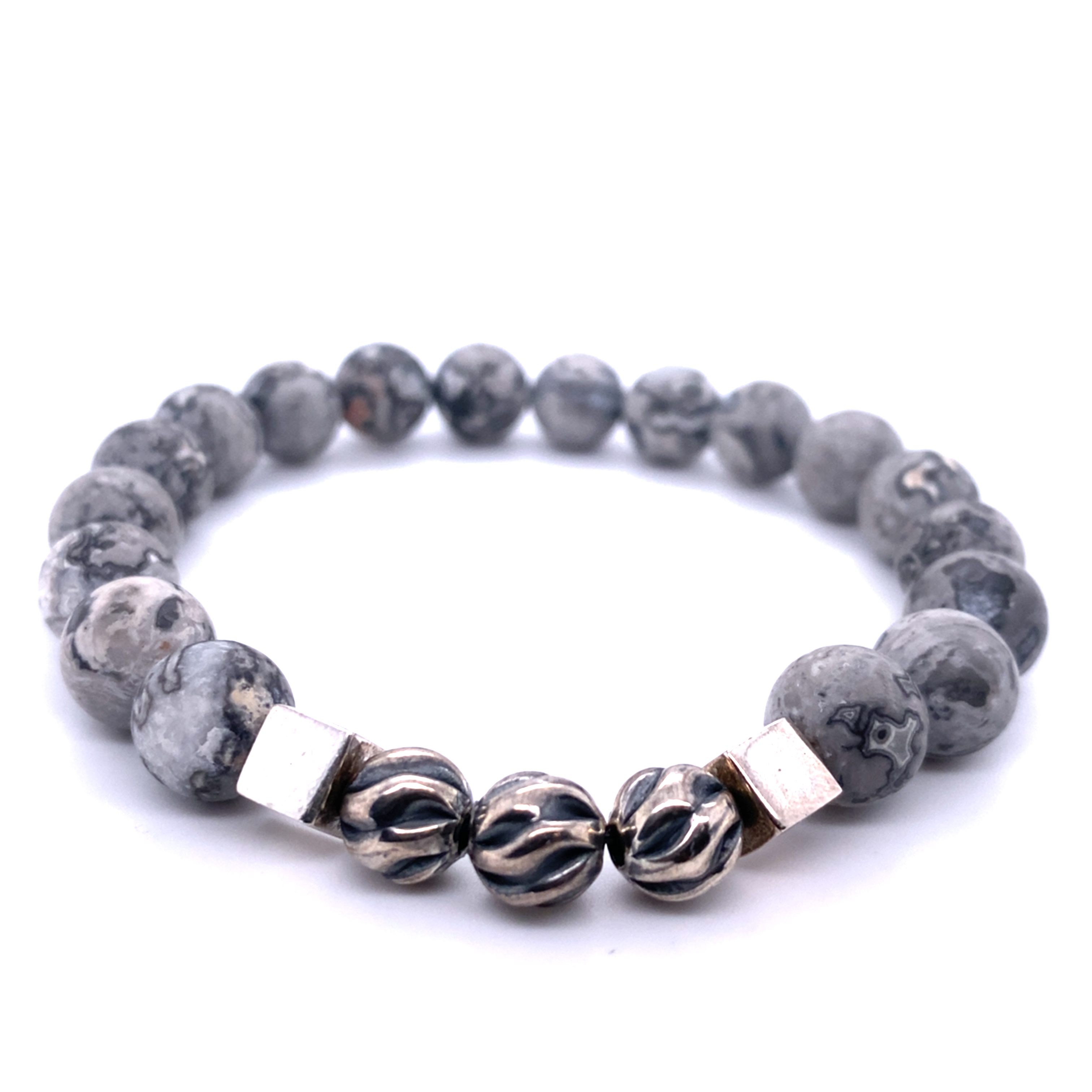 Map Jasper Beaded Stretch Bracelet 001-670-02179 Albany | Hannoush