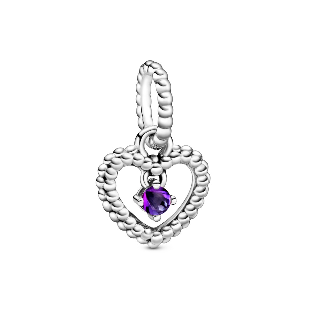 Pandora Heart sterling silver dangle with purple crystal Harmony