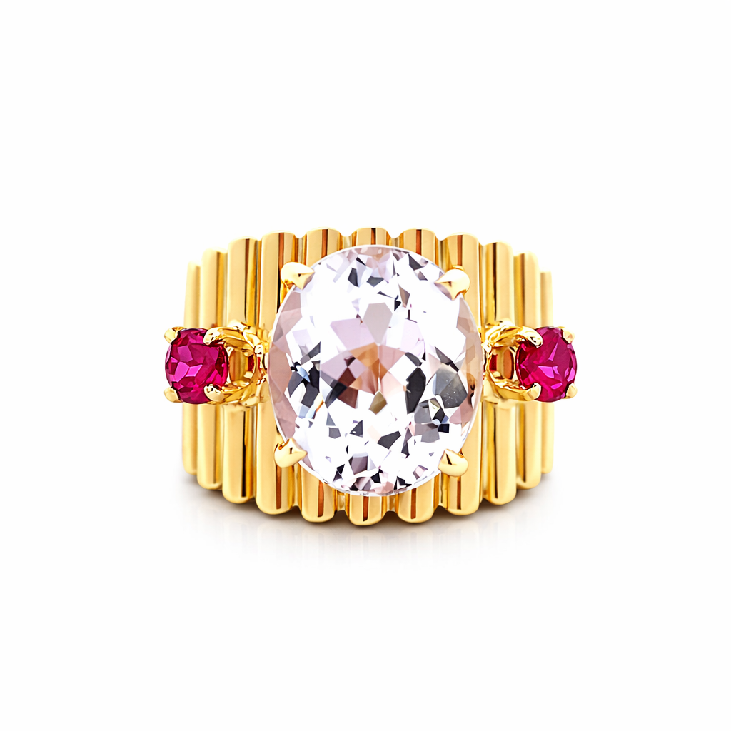 Retro Kunzite and Ruby Estate Ring 953-01516 - Estate Rings
