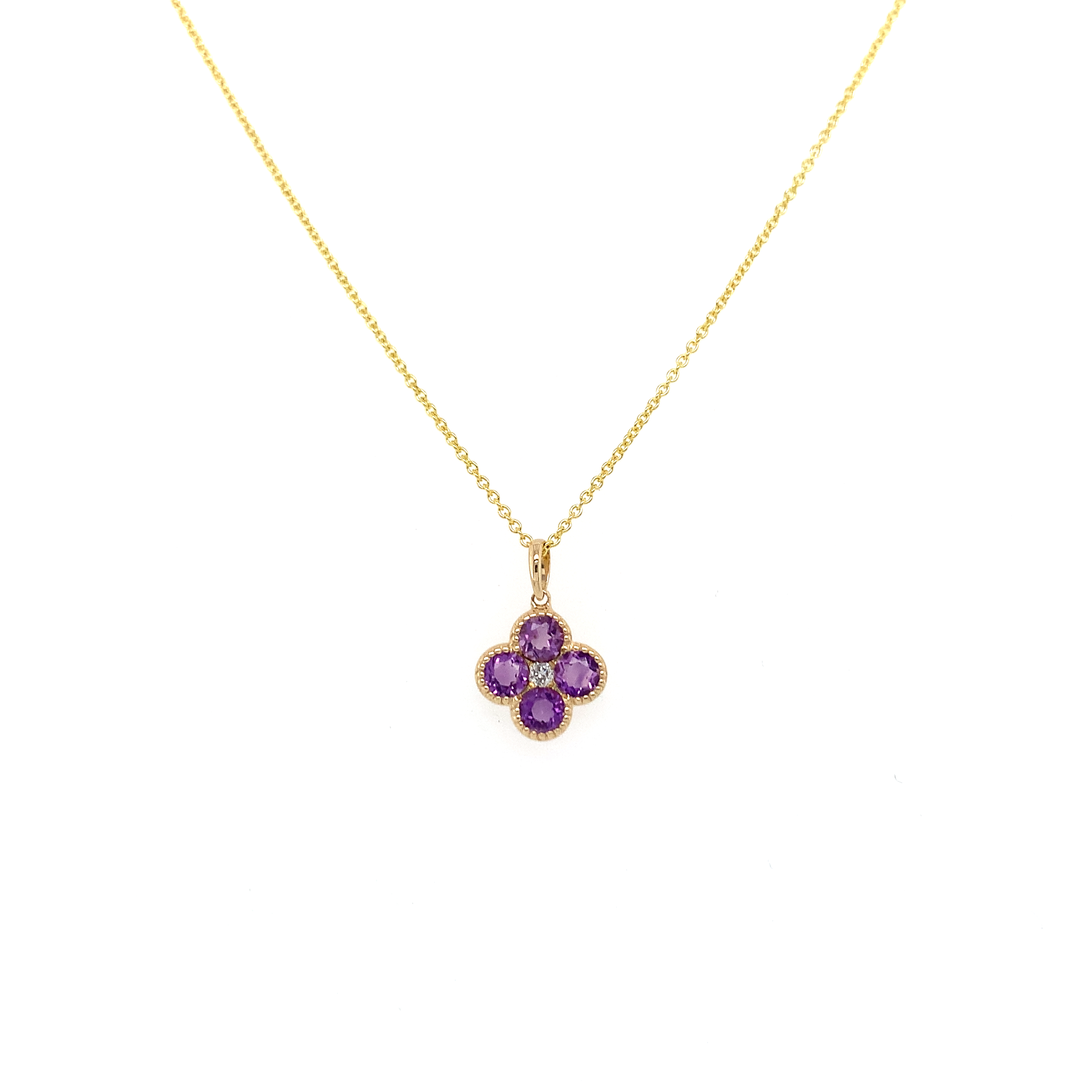 Amethyst Clover Pendant Necklace