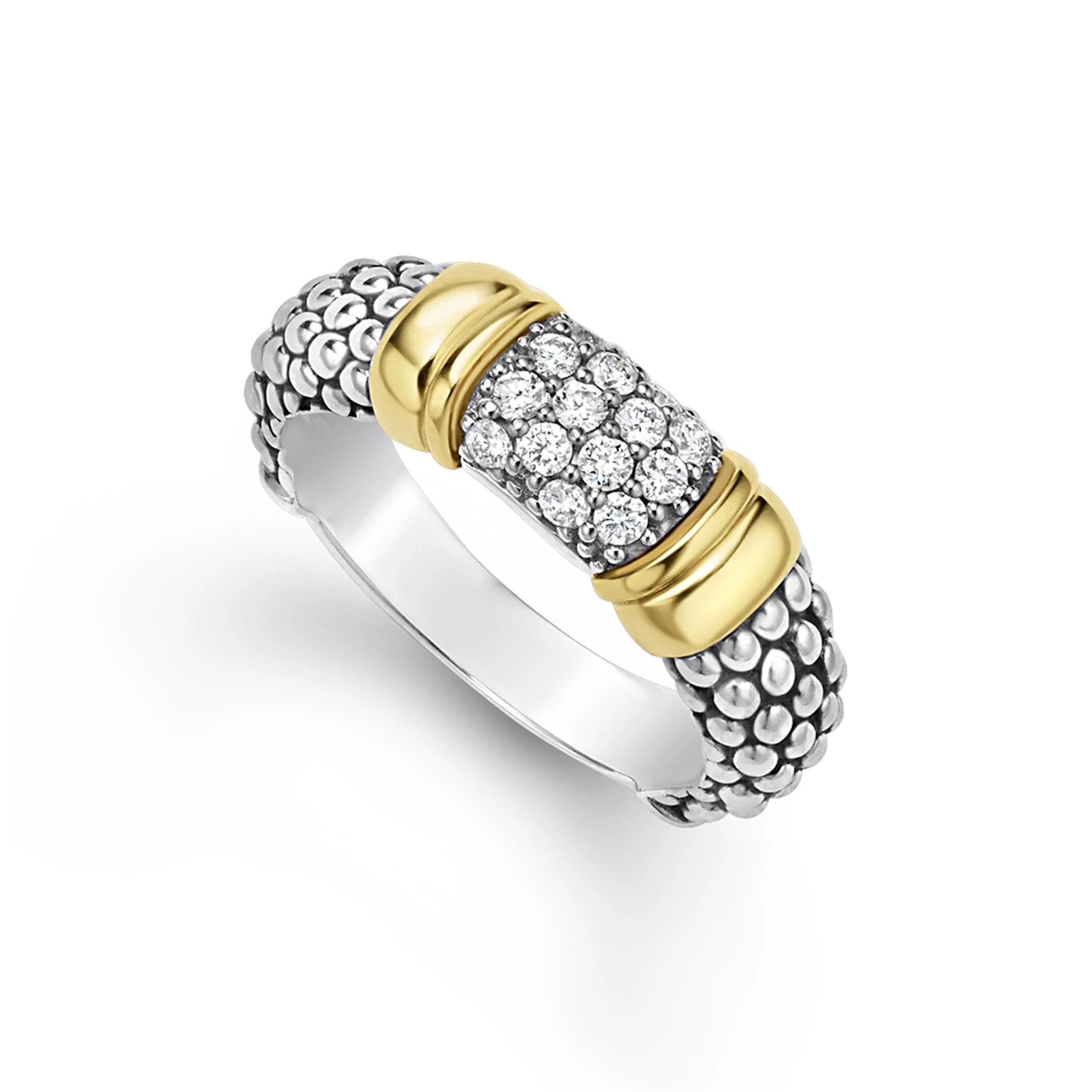 LAGOS Signature Caviar Two-Tone Caviar Diamond Ring 6mm