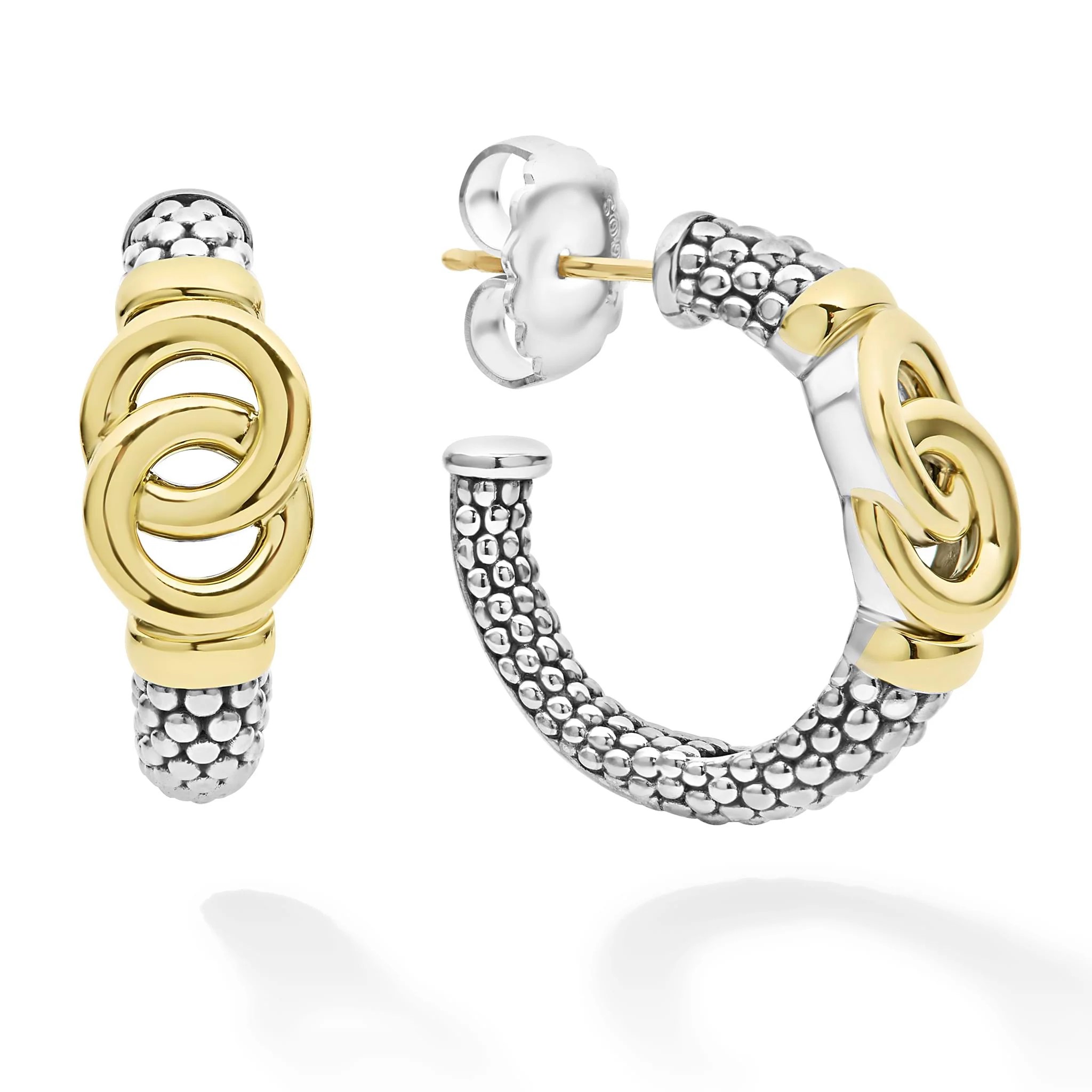 LAGOS Signature CaviarTwo-Tone Interlocking Hoop Earrings