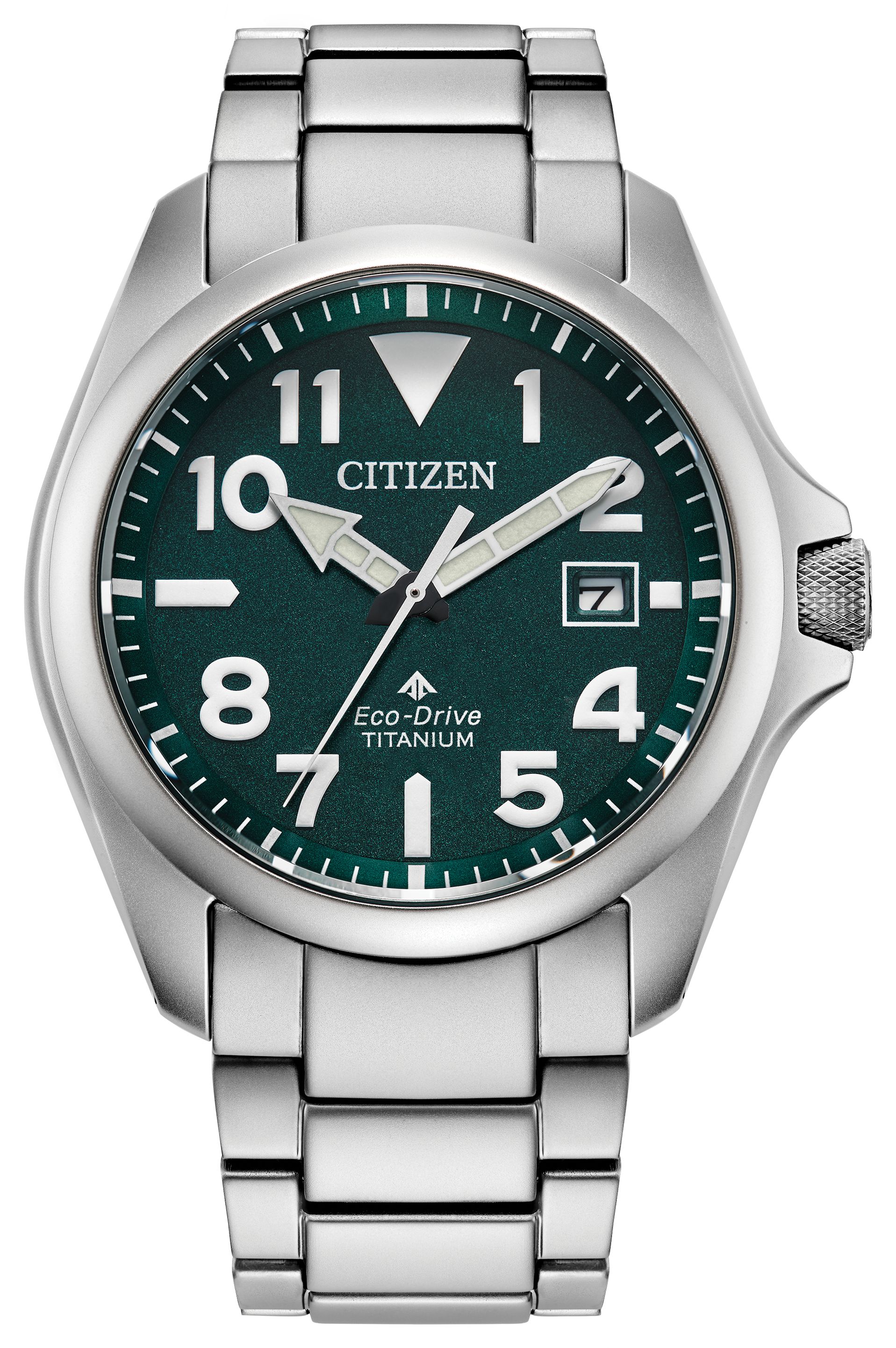 【B級品】CITIZEN Eco-Drive 腕時計 チタニウム メンズ Citizen Titanium Eco Drive Green Face Watch 001-505-05465