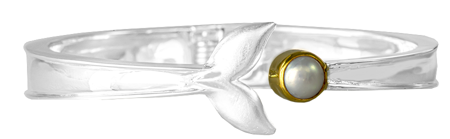 Sterling silver whale tail cuff bracelet