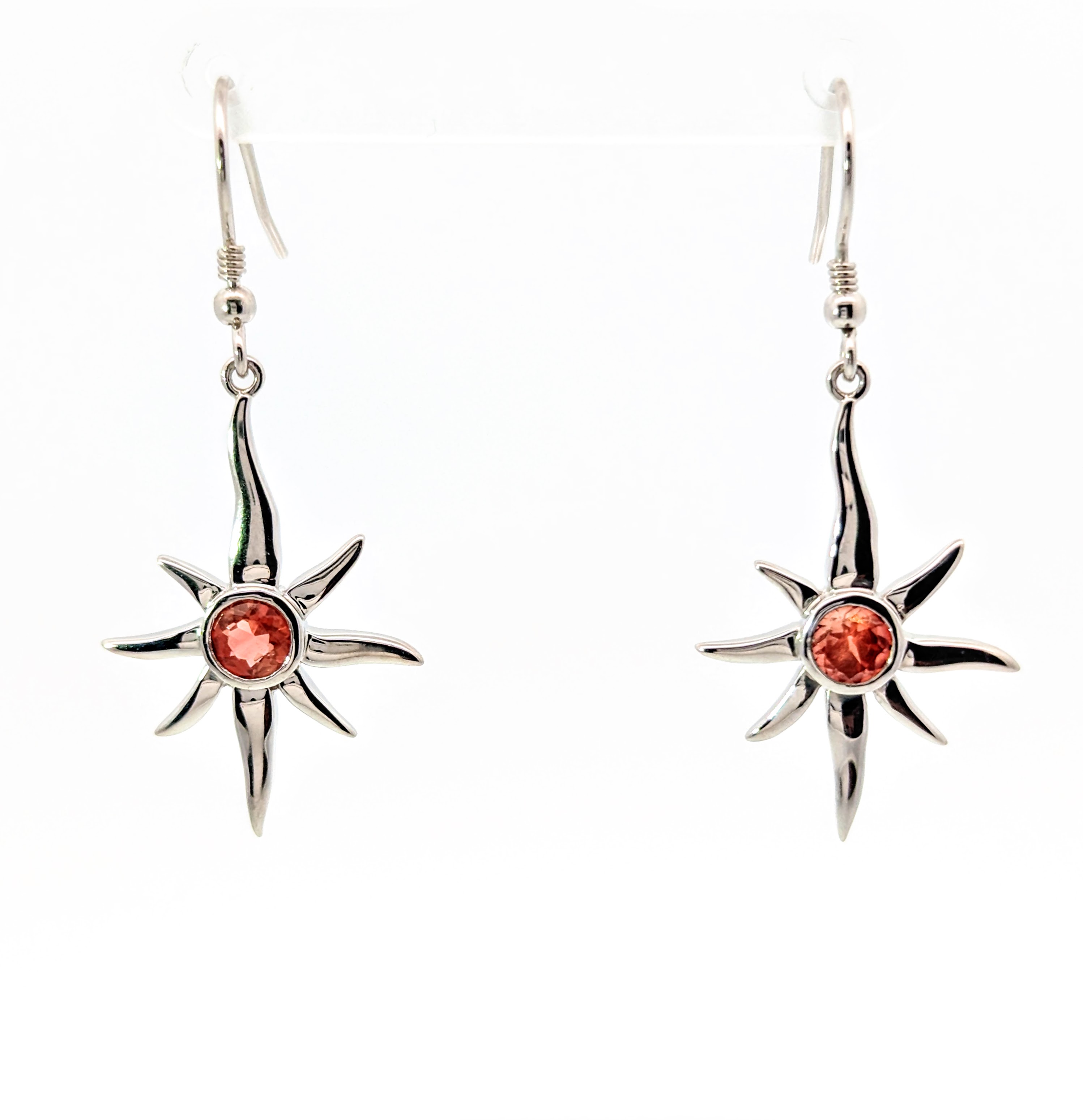 Sterling Silver Sun Earrings with Oregon Sunstone | Holly