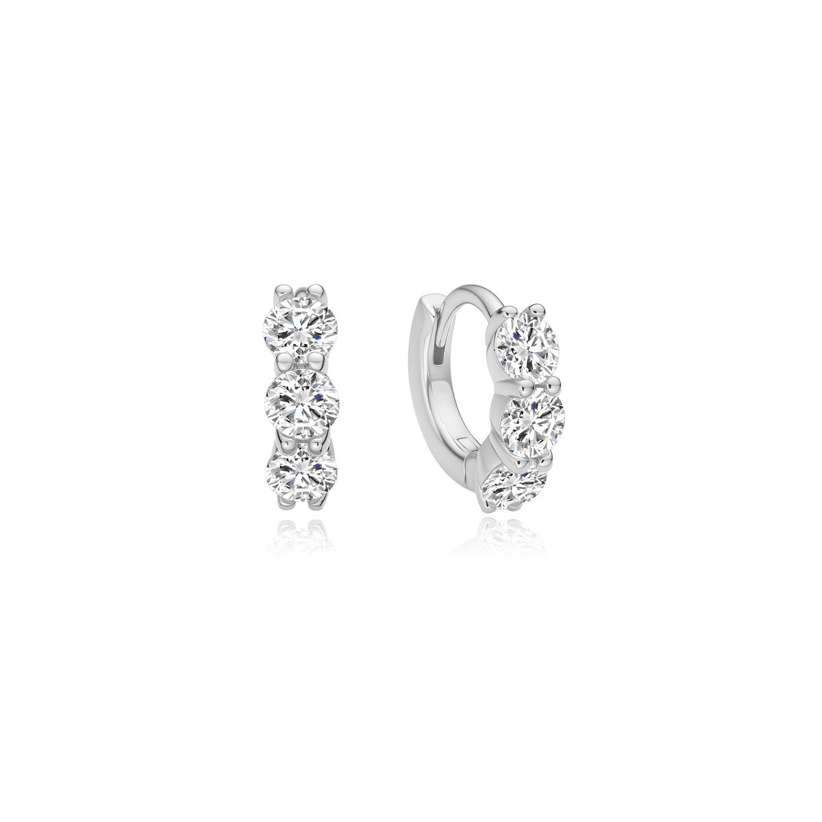 Ania Haie Luna Gaze Silver Trio Sparkle Huggie Hoop Earrings 