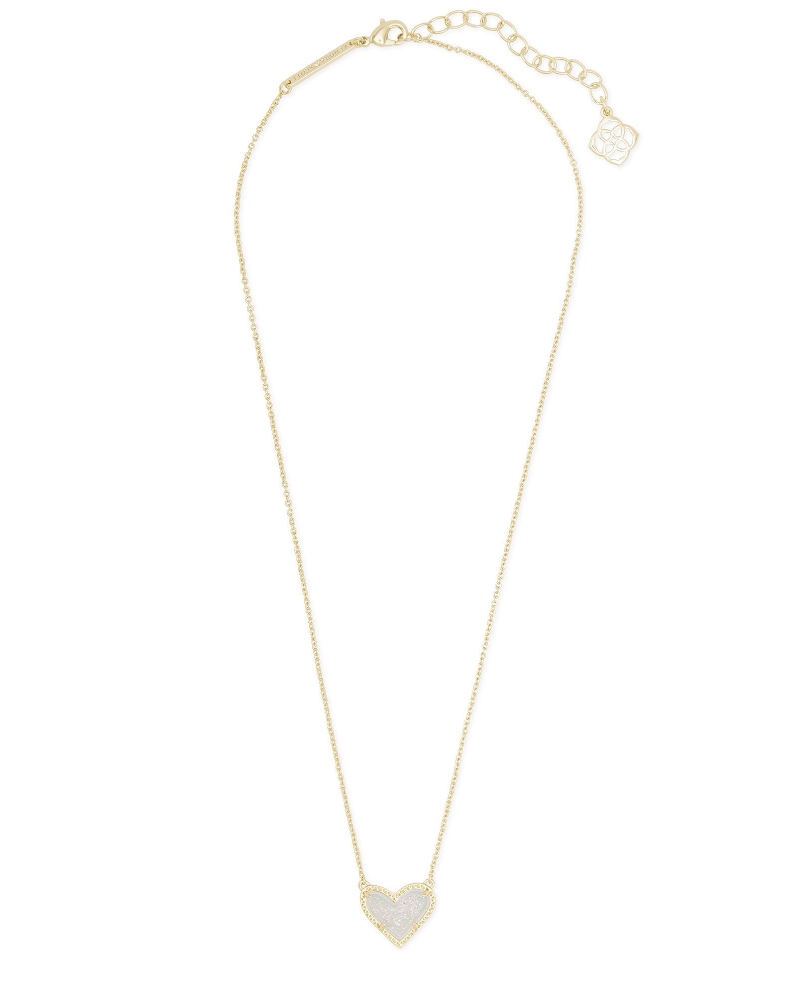 Framed Ari Heart Gold Short Pendant Necklace in Iridescent D