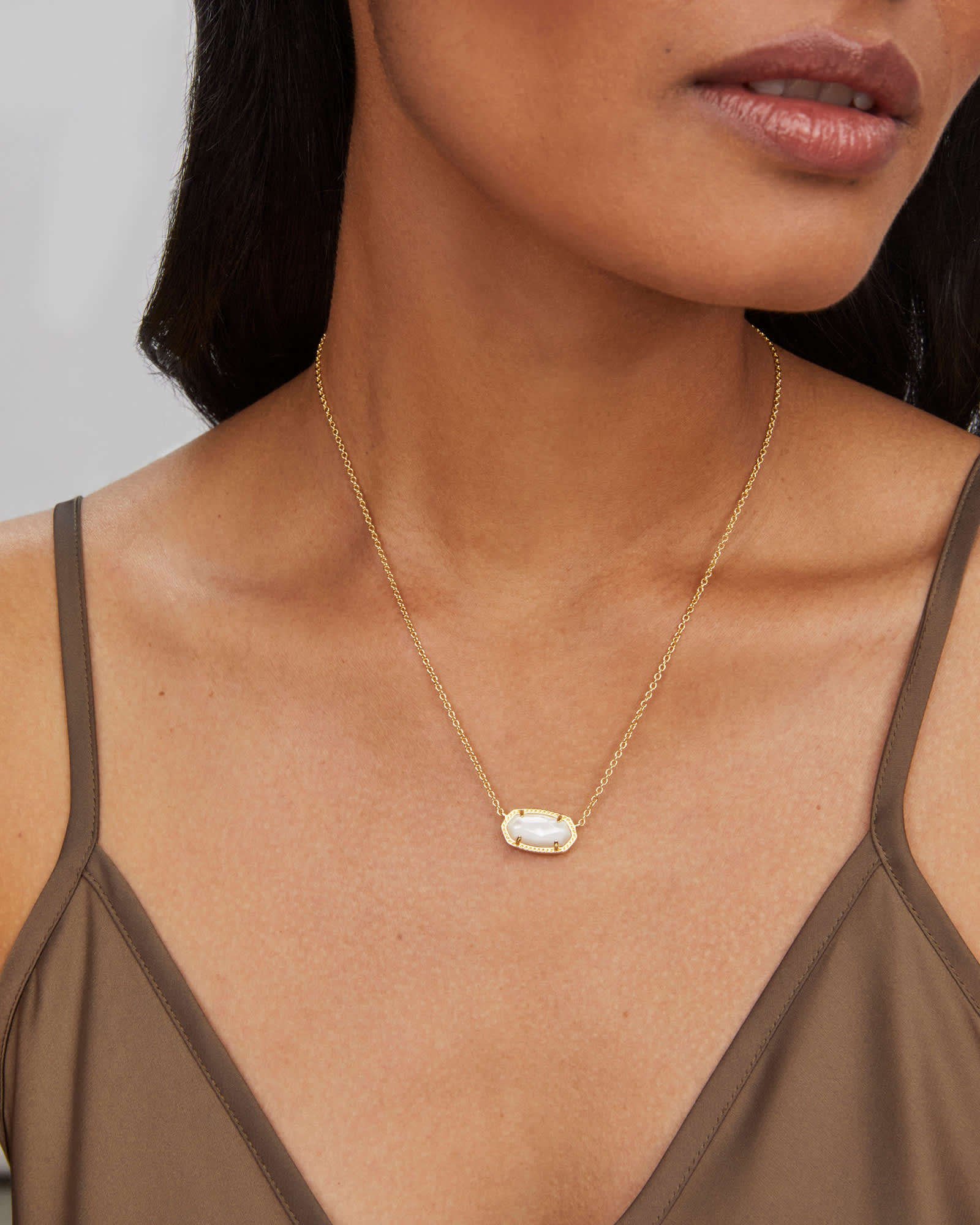 Elisa Gold Pendant Necklace with Ivory Mother of Pearl by Ke