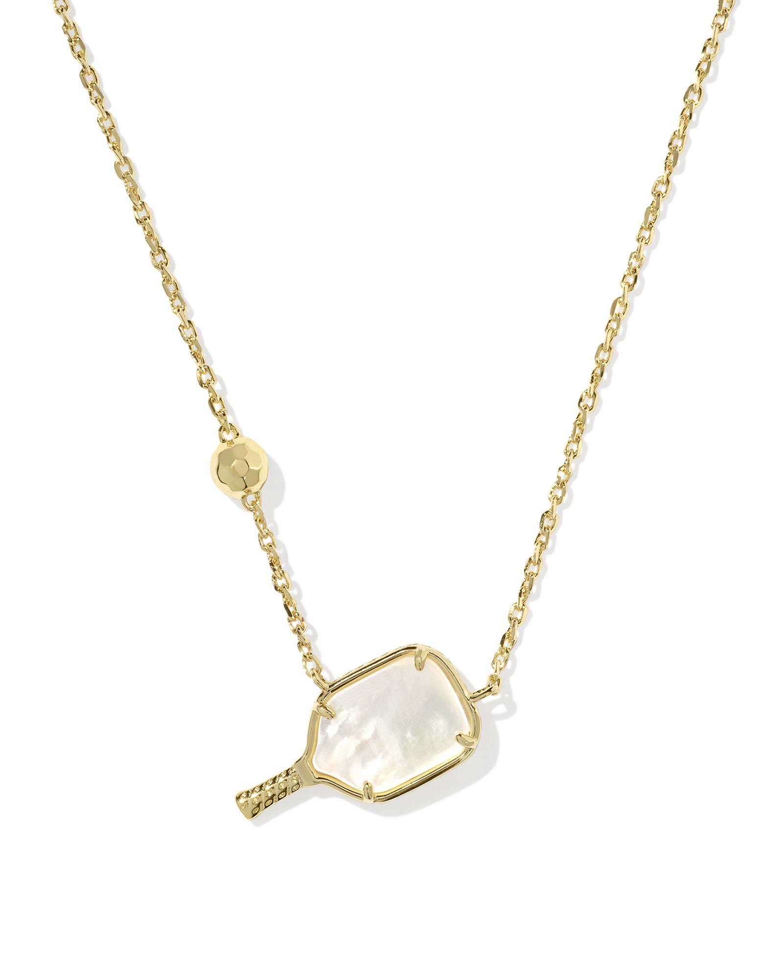 Pickleball Gold Necklace in Ivory Mother of Pearl by Kendra