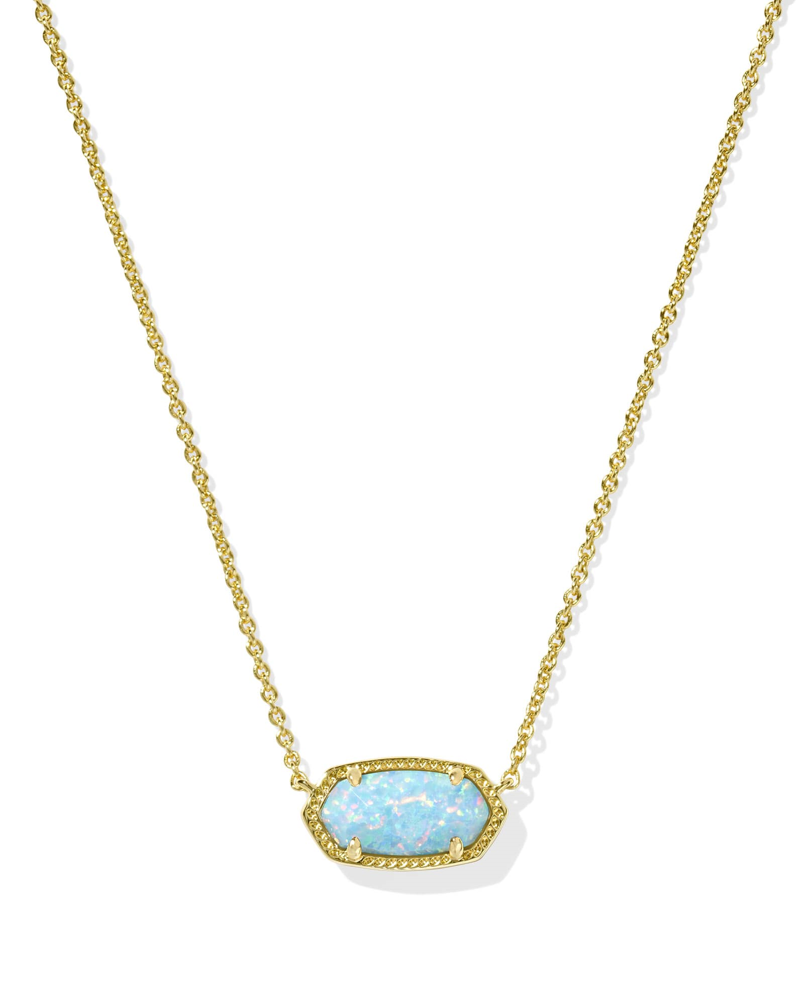 Elisa Gold Necklace with Light Teal Kyocera Opal by Kendra S