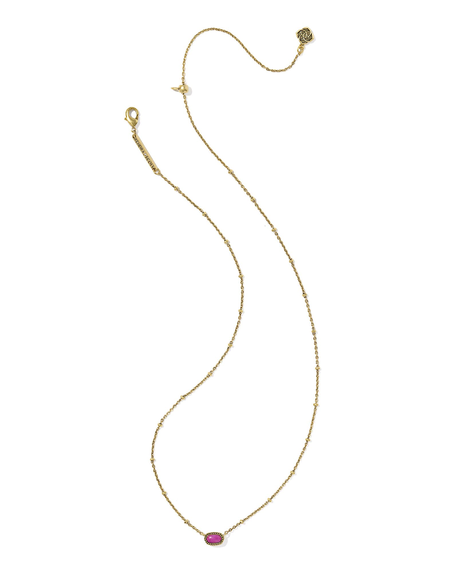 Mini Elisa Vintage Gold Satellite Necklace in Dark Fushia Va