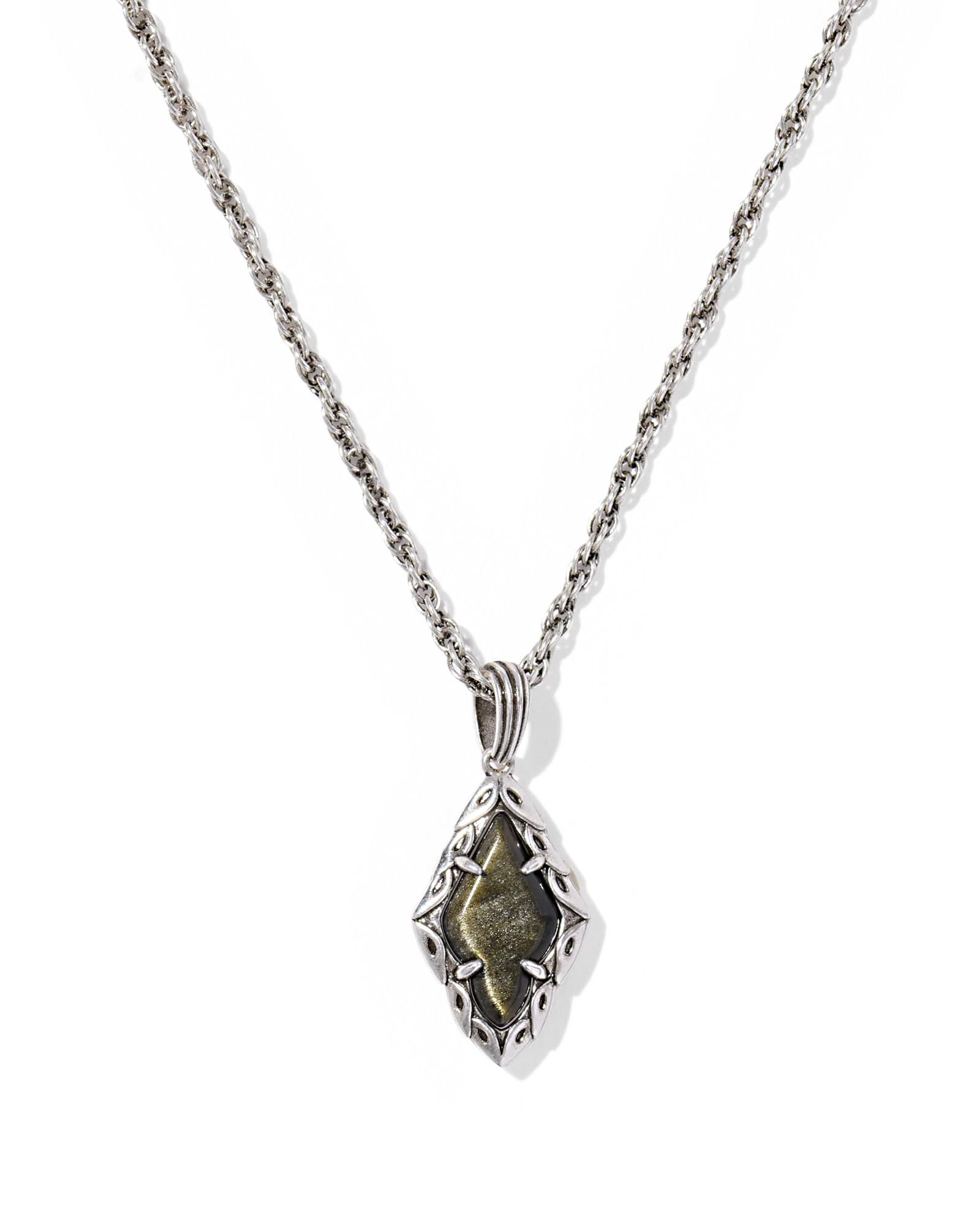 Adeline Vintage Silver Pendant in Golden Obsidian by Kendra