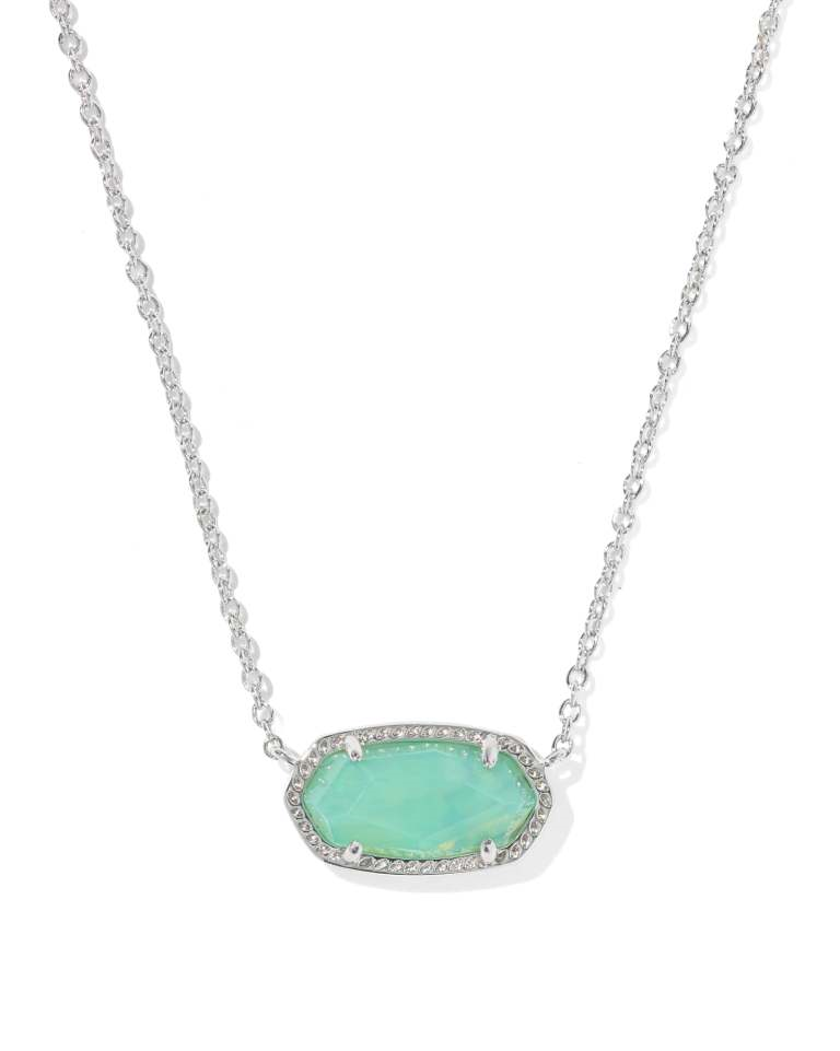 Elisa Necklace in Silver with Mint Iridescent Abalone Shell