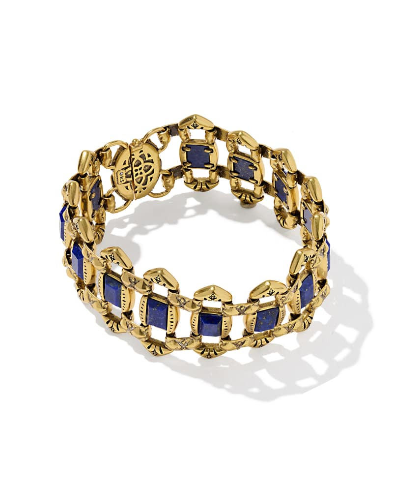 Catherine Statement Bracelet Vintage Gold with Blue Lapis by