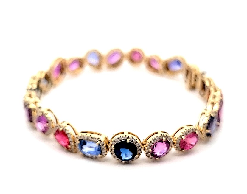 14k Yellow Gold Colored Stone Bracelet 001-240-00873