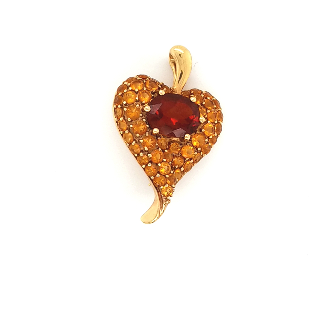14K Yellow Gold Citrine and Garnet Pin/Pendant