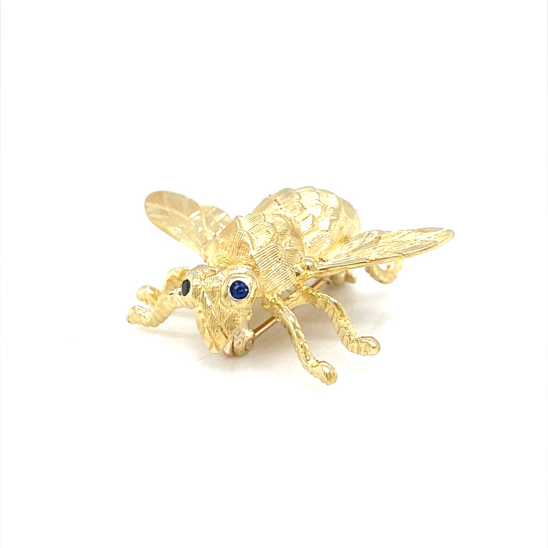 Sapphire & Diamond Bee 14K Gold Charm