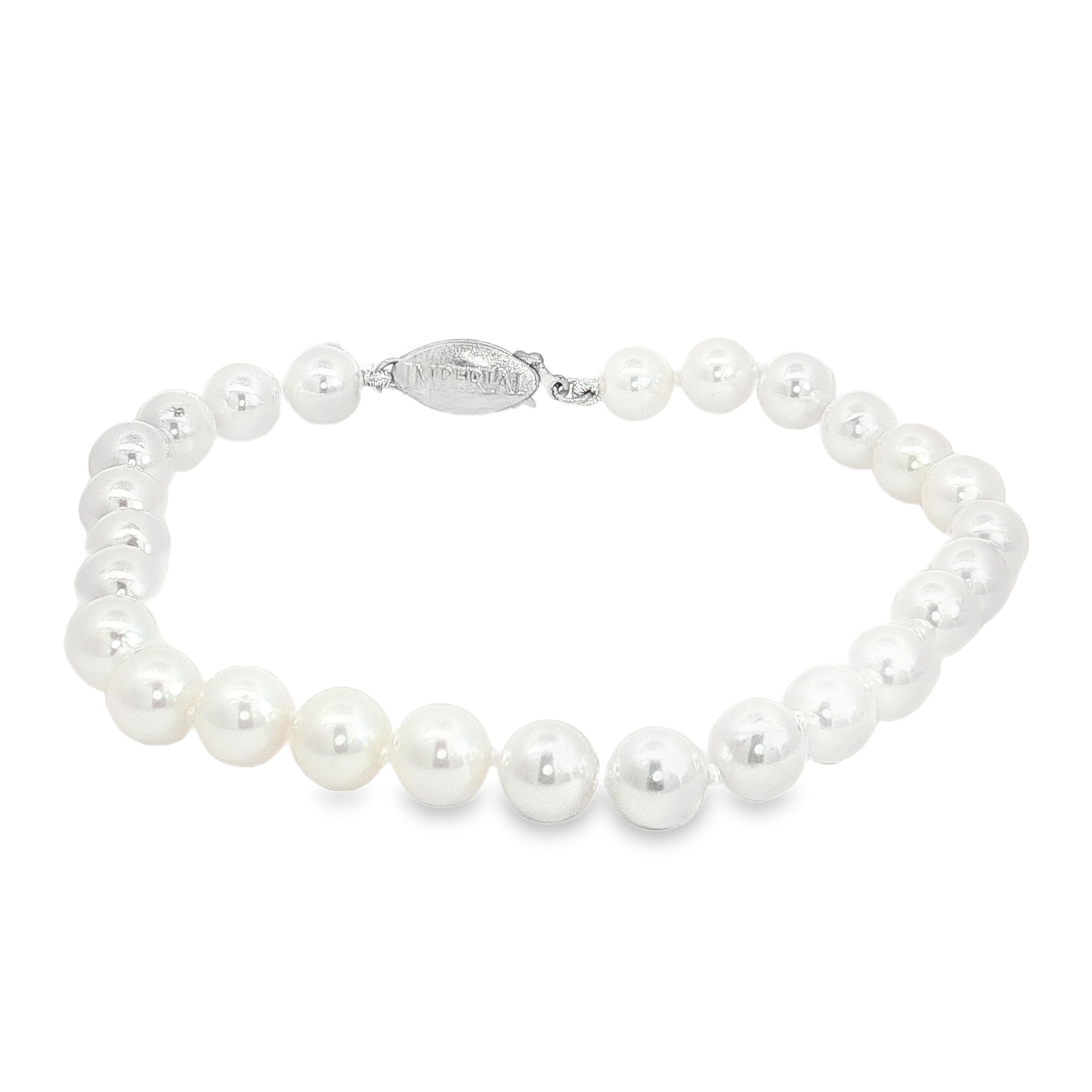 14KT White Gold 6.5-7.0mm A Quality Akoya Pearl 7 inch Brace
