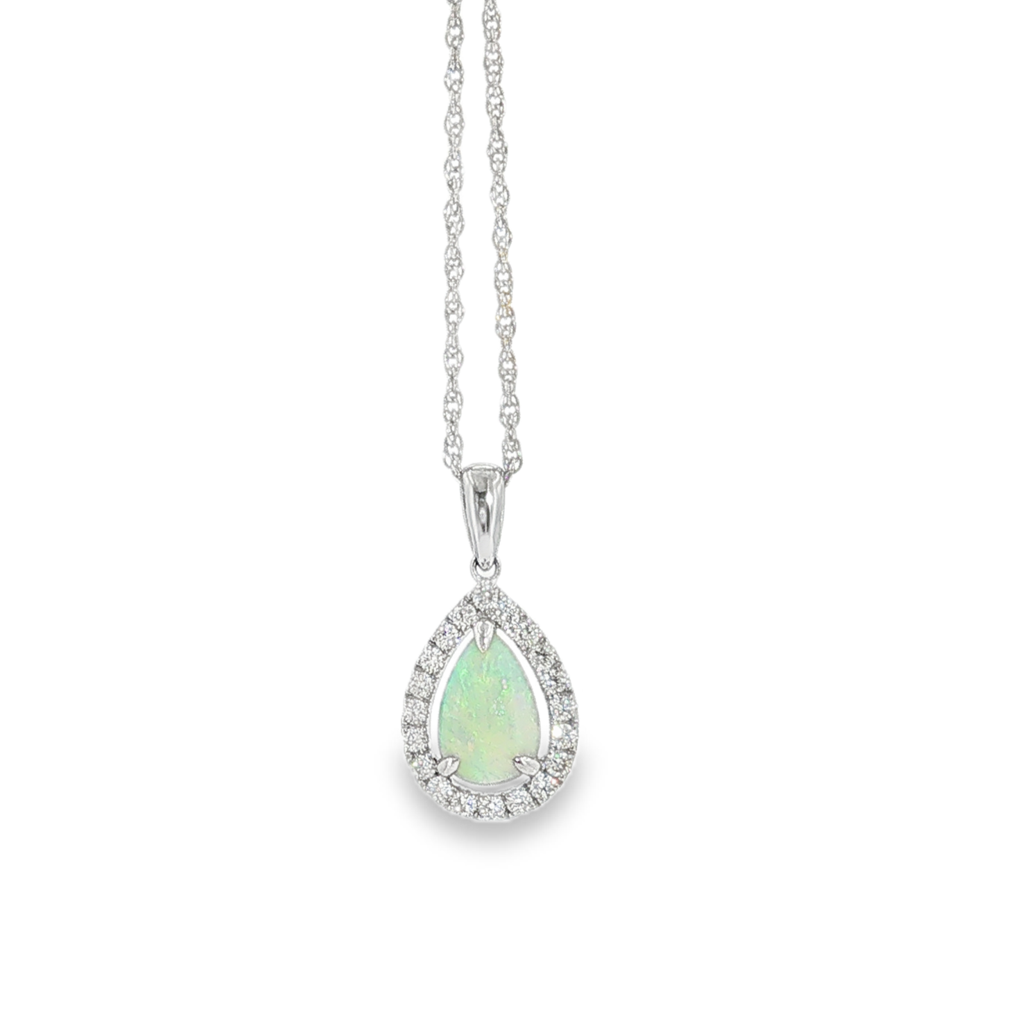14KW .94ct Opal and .25ct tw Round Diamonds Pendant 100649 | Jeff