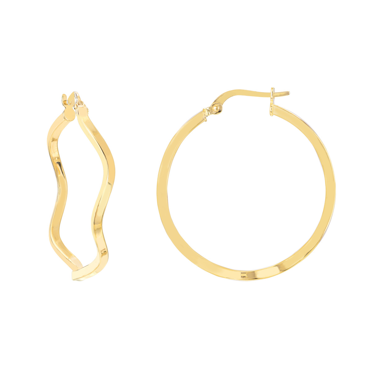 アクセサリー EAR RING PJ - GOLD Lady's Yellow 14 Karat Zigzag Hoop Earrings 425-01193 | Jeff