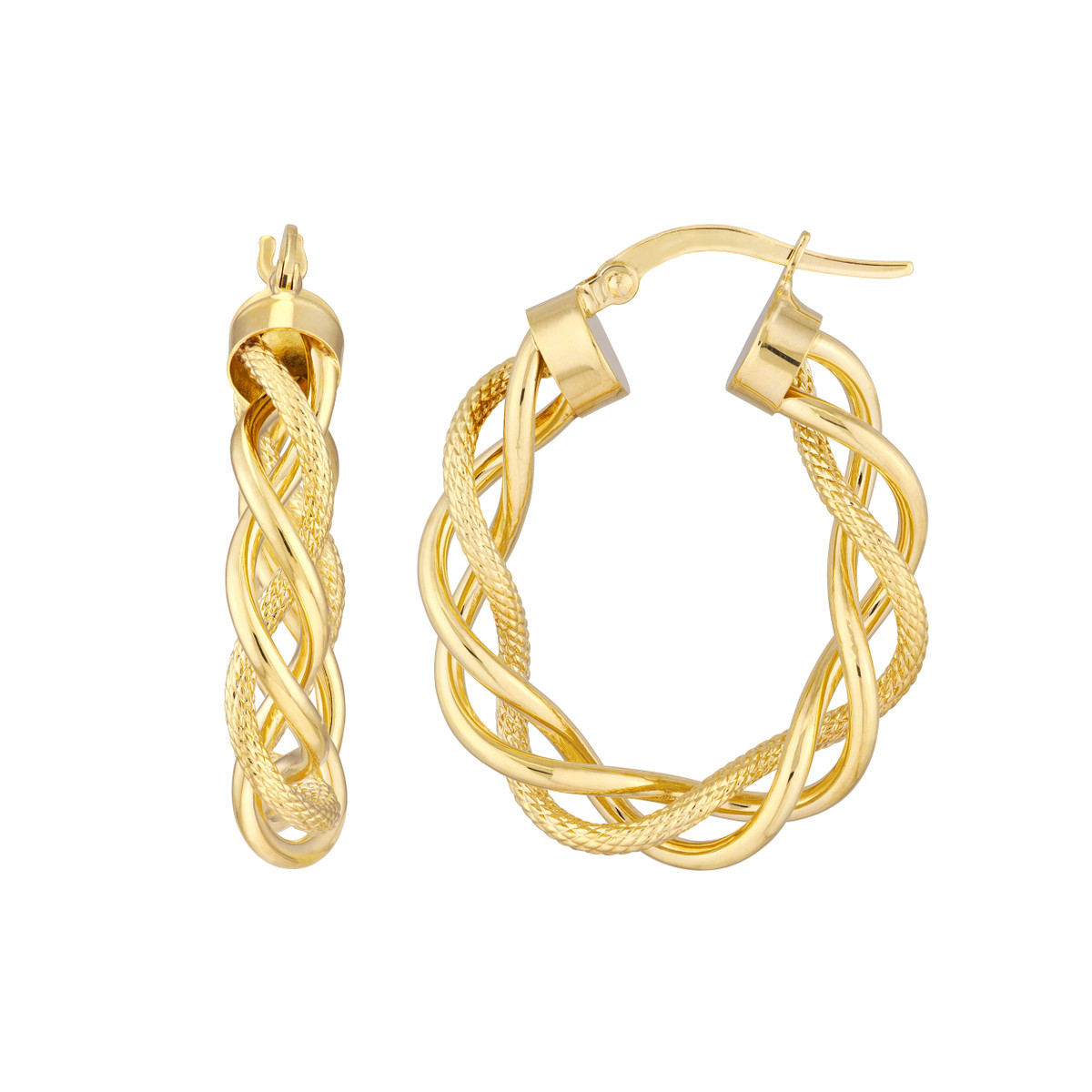 Ladies Yellow 14 Karat Braided Hoop Earrings 425-01194 | Jeff