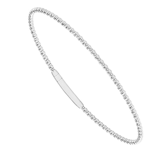 White 14 Karat Flexi Bead Bangle 440-00476 14KW Gardendale | Jeff