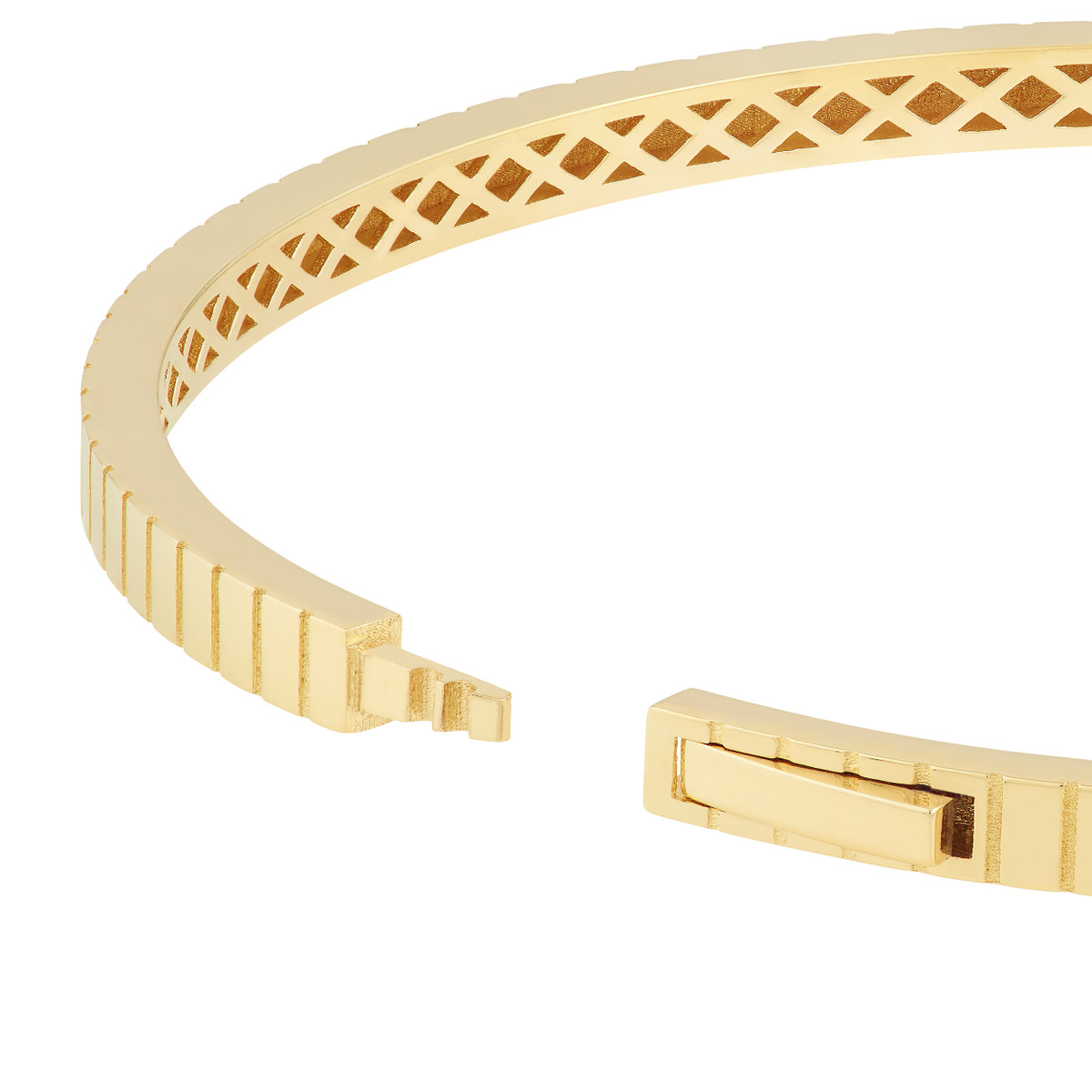 Midas Yellow Gold Fluted Hinged Weave Bangle Bracelet