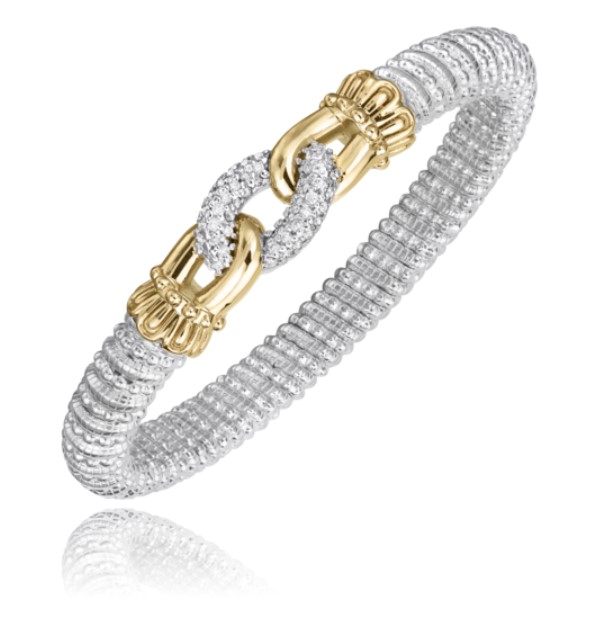 Interlocking Pave Oval Diamond Stations Hidden Clasp Bangle