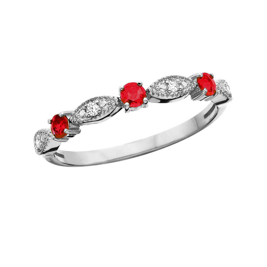 handmade ruby stone stacking ring delicate... 14K Ruby & Diamond July Birthstone Stacking Ring