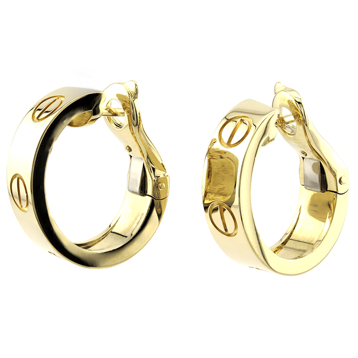 Estate 18K Yellow Gold Cartier Love Hoop Earrings | John Anthony